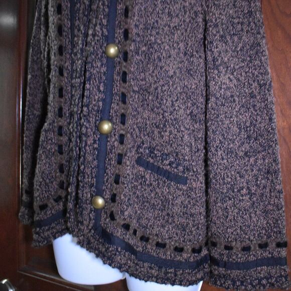 BCBGMaxAzria Wool Blend Tweed Jacket Women’s Size L Brown Gold Buttons - Picture 7 of 14